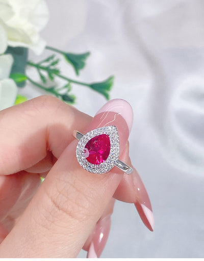 Anillo Vintage Rubí Rojo Sangre de Paloma con Diamante T Square en Plata 925 - Image 10
