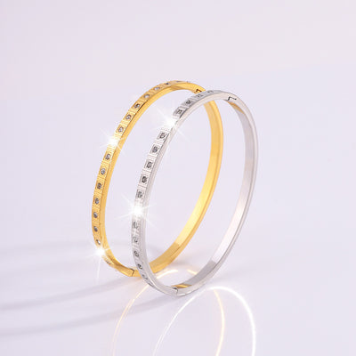 Pulsera de Diamantes Cuadrados en Acero Inoxidable Europeo y Americano - Image 16