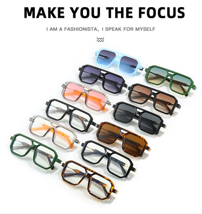 Black octagonal sunglasses with dark gray lenses and gold-colored temple accents, suitable for fashion wear. - Image 10