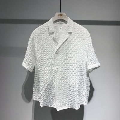 Camisa Cuadriculada Suelta para Peluquero Manga Corta Hombre - Image 3
