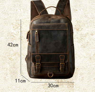 Mochila de Cuero Genuino para Hombre Estilo Retro Artesanal - Image 17