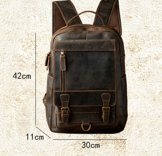 Mochila de Cuero Genuino para Hombre Estilo Retro Artesanal - Image 17