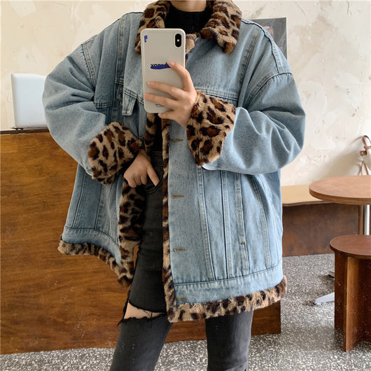 Abrigo de Piel de Conejo con Estampado Leopardo - Chaqueta Acolchada Trendy - Image 4