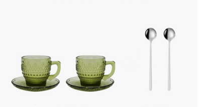Taza de Café de Vidrio Grueso con Plato - Diseño Floral Retro Resistente al Calor - Image 14