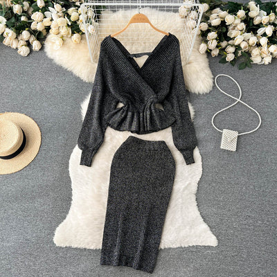 Conjunto Falda Suéter Escotado con Volantes - Image 12