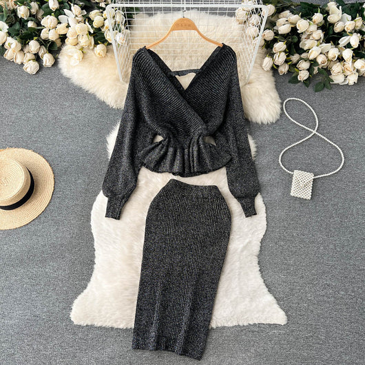 Conjunto Falda Suéter Escotado con Volantes - Image 12