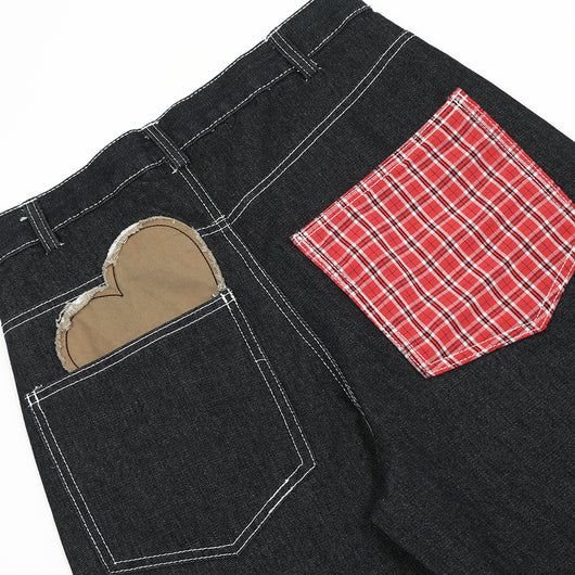 Pantalones Vaqueros Rectos con Parches de Contraste para Hombre - Image 3