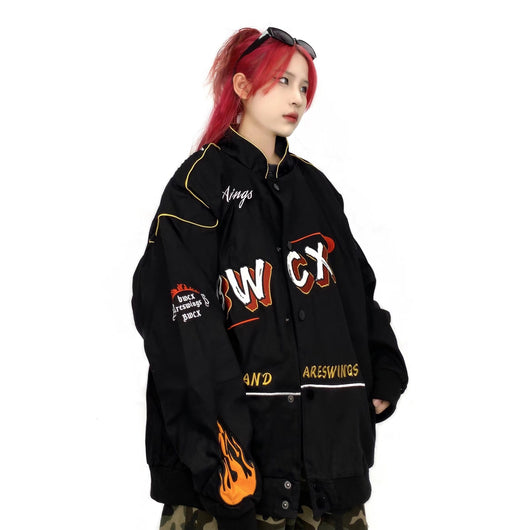 Chaqueta de Motociclista Bordada Unisex - Estilo American Street para Primavera y Verano - Image 5