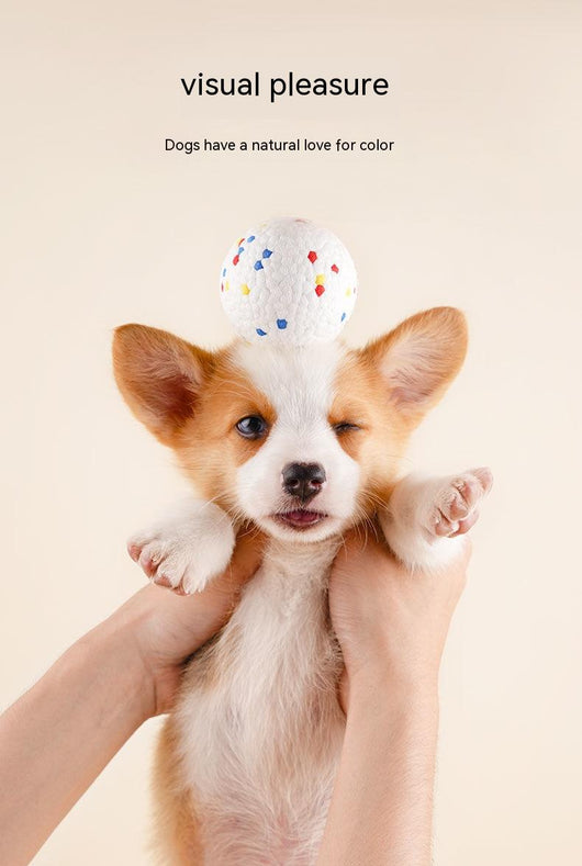 White bone-shaped dog toy with colorful speckles, labeled as interactive and bite-resistant. - Image 10
