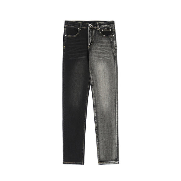 Jeans Rectos Holgados Vintage Desgastados con Contraste para Hombre