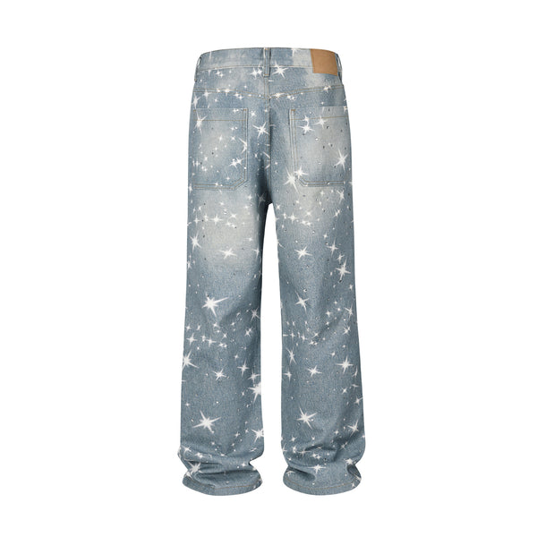 Jeans Sueltos Estampados XINGX con Efecto Apilado para Mujer