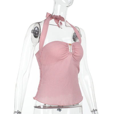 Camiseta Halter Escotada de Color Liso - Image 15