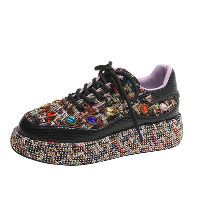 Mocasines Plataforma para Mujer con Tweed Colorido y Piedras - Zapatos Cómodos y Casuales - Image 20