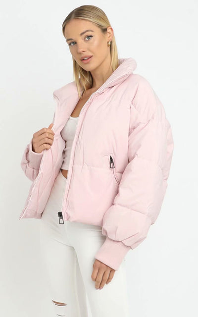 Chaqueta Acolchada Urban Leisure con Cuello Parado para Mujer - Image 3