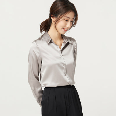 Blusa de Seda Satinada Manga Larga para Mujer - Image 7