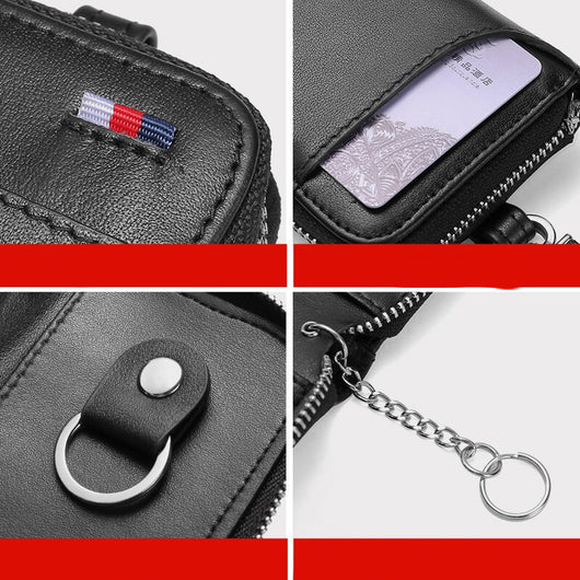Cartera de Cuero Genuino con Múltiples Compartimentos y Cierre de Cremallera - Image 4