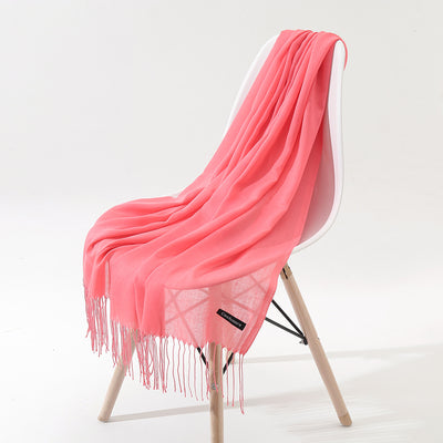 Bufanda Chal de Cachemira Otoño Invierno - Diseño Minimalista con Flecos - Image 6