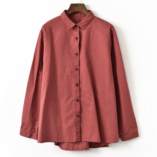 Blusa Retro Clásica de Solapa y Manga Larga para Mujer - Image 5