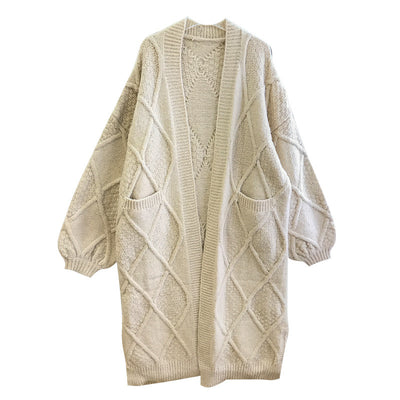 Cardigan Grueso Largo Color Té con Leche - Suéter Abrigo Premium - Image 2