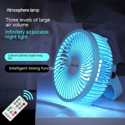 Ventilador Portátil Recargable con Luz Nocturna - Diseño Infantil para Escritorio y Cabecera