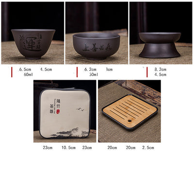 Juego de Té Portátil Zisha: Una Tetera y Cuatro Tazas - Image 22