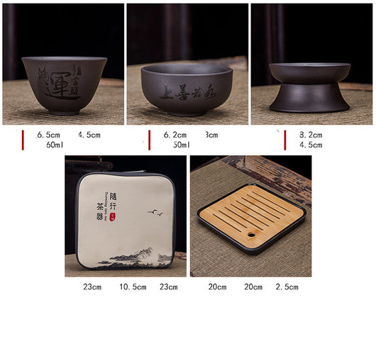 Juego de Té Portátil Zisha: Una Tetera y Cuatro Tazas - Image 22
