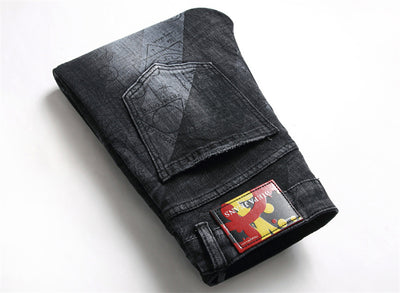 Pantalones Vaqueros Skinny Estampados para Hombre Cintura Media - Image 4