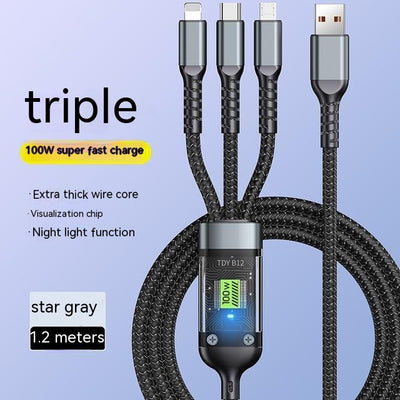 Cable de Carga Rápida 6A Tres en Uno con Luz LED - Image 6