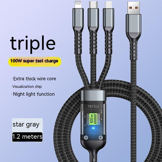 Cable de Carga Rápida 6A Tres en Uno con Luz LED - Image 6