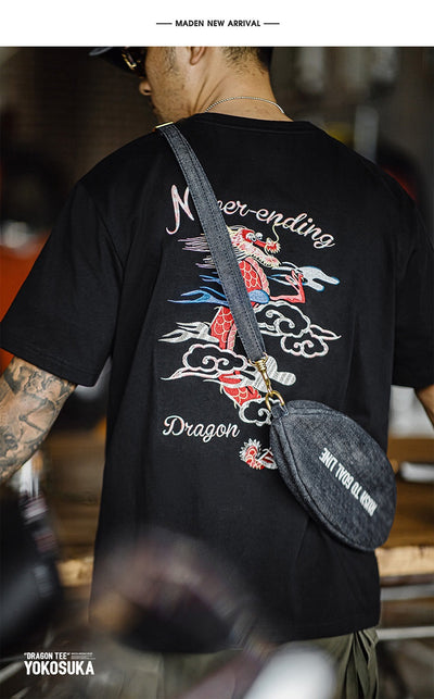 Playera Retro Americana con Bordado de Dragón Ziling - Image 9