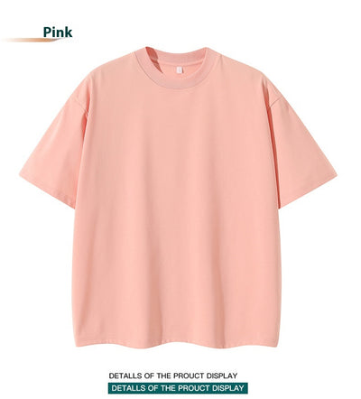 Moss green short-sleeve cotton t-shirt with a crew neck and a relaxed, oversized fit. - Image 27