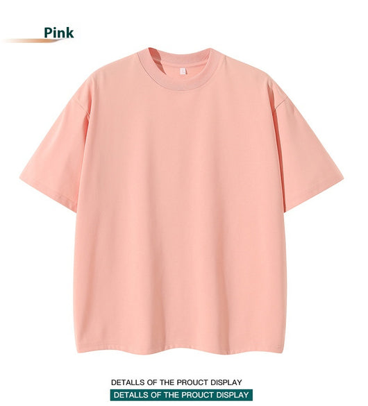 Moss green short-sleeve cotton t-shirt with a crew neck and a relaxed, oversized fit. - Image 27