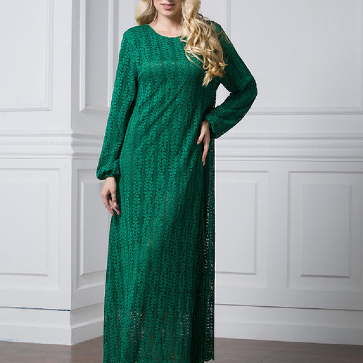 Vestido Ejecutivo de Manga Larga con Cuello Redondo - Image 2
