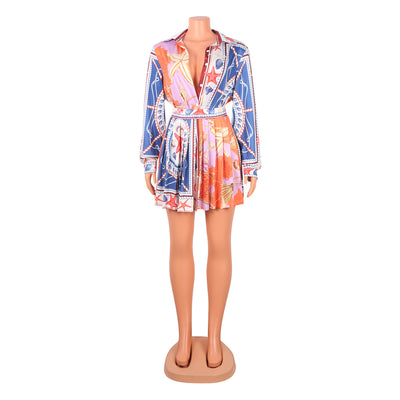 Falda Plisada Corta con Manga Larga Estampada para Mujer - Image 5