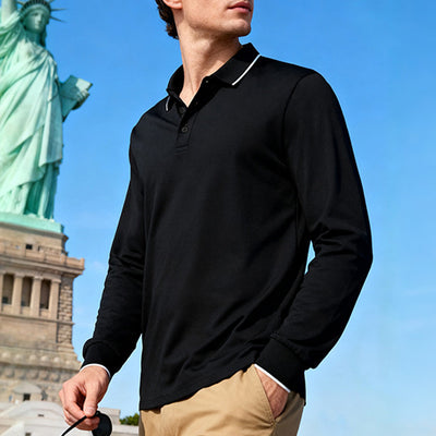 Polo Jacquard de Manga Larga Secado Rápido para Hombre - Image 9