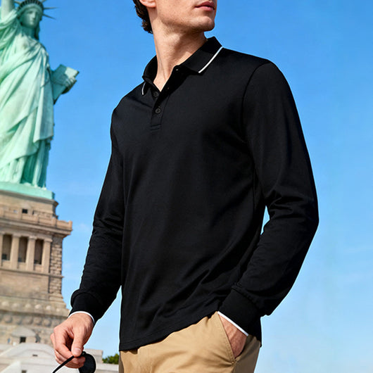 Polo Jacquard de Manga Larga Secado Rápido para Hombre - Image 9