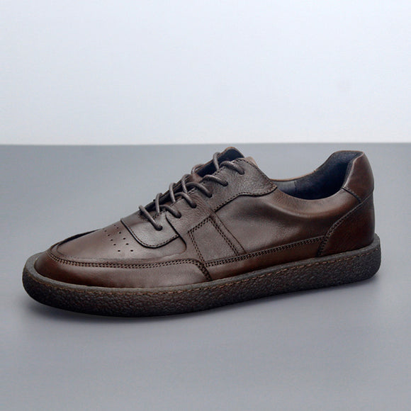 Tenis de Cuero Transpirables Vintage Hombre - Zapatos Casuales Bajos