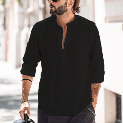 Camisa Casual para Hombre con Cuello de Pie y Puños Reforzados - Image 2