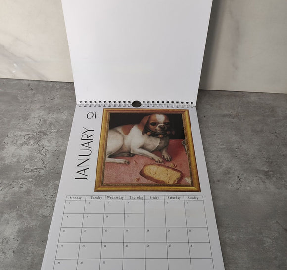 Calendario Perros Feos en Pinturas Renacentistas para Decoración del Hogar