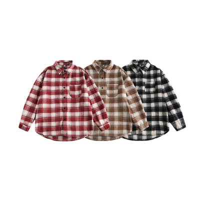 Camisa Abrigo Cuadriculada Gruesa para Parejas