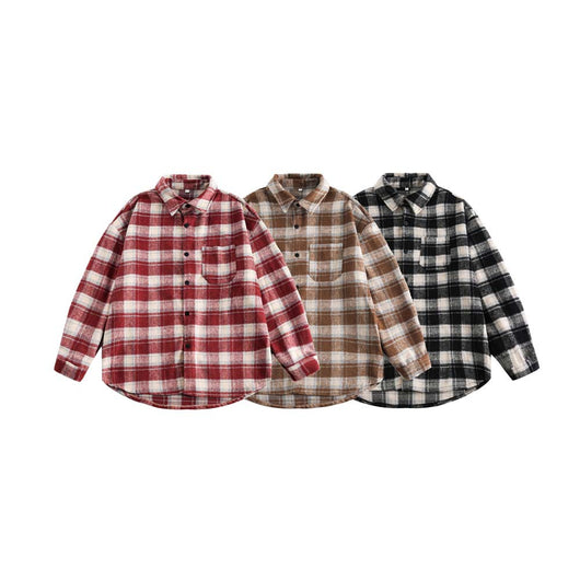 Camisa Abrigo Cuadriculada Gruesa para Parejas