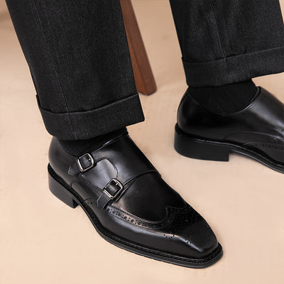 Zapatos de Cuero Británico con Punta Cuadrada Leisure - Image 4