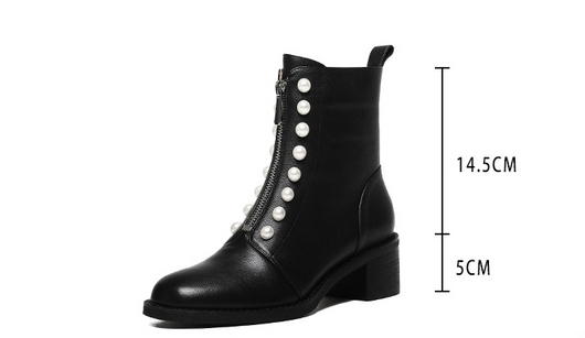 Botines Cortos de Cuero para Mujer con Punta Redonda - Image 7