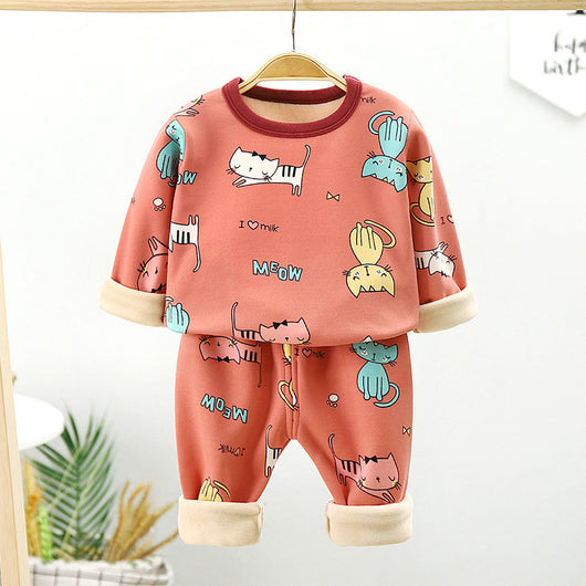 Conjunto de Ropa Térmica Infantil Algodón con Forro Polar Engrosado - Image 7