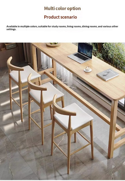 Taburete Minimalista Nórdico en Madera Maciza con Detalles en Cuerno - Image 14