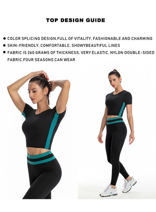 Conjunto Deportivo Yoga Mujer con Sostén Integrado - Playera Corta Ajustada - Image 10