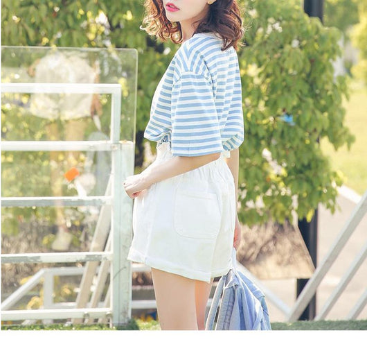 Shorts de Mezclilla Elástica Cintura Alta para Mujer - Estilo Verano Amplio y Cómodo - Image 8