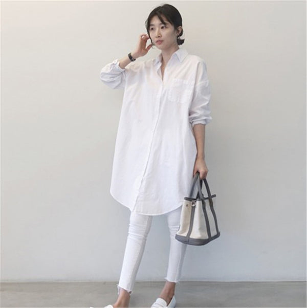 Camisa Blanca Larga Versátil