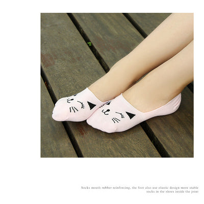 Calcetines Invisibles para Mujer Gato Lady Antideslizantes Algodón Verano - Image 6