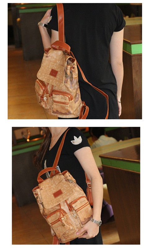 Mochila Retro Aventurera con Mapa Vintage